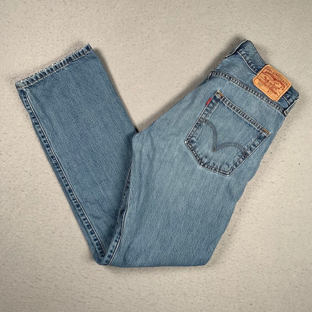 Vintage Levi 501 Jeans Mens 33x34 Blue Straight Leg Button Fly Denim Pants Y2K